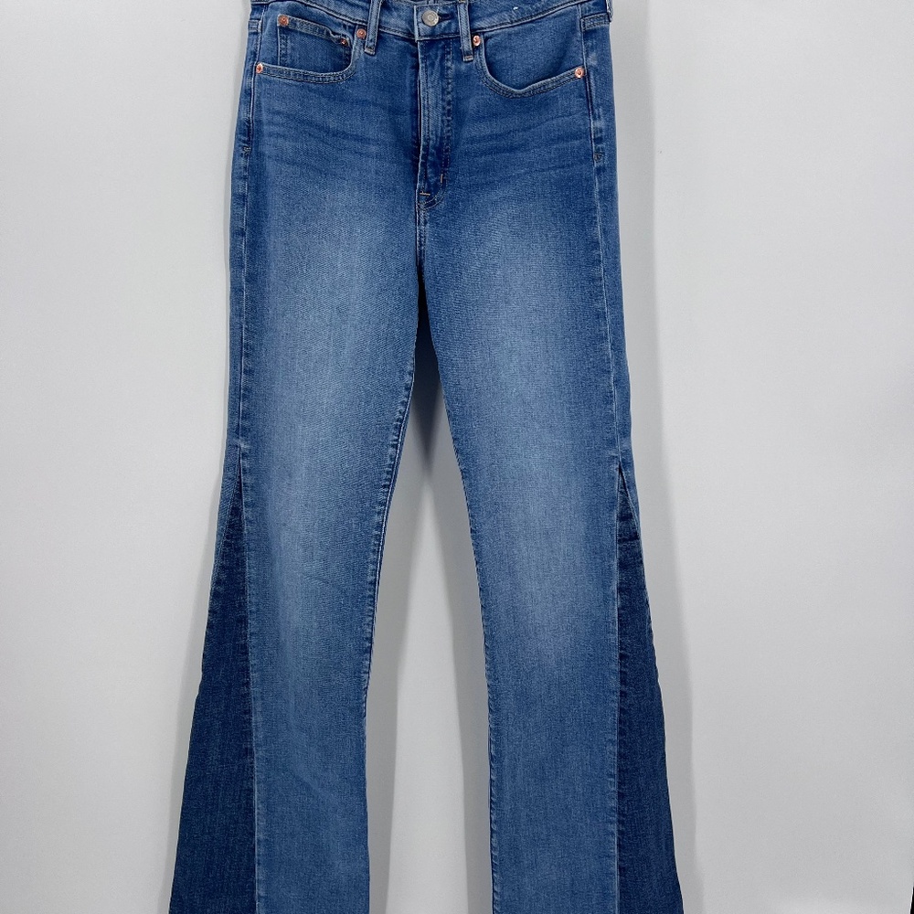 Women’s Blue Two-Tone Flare Jeans
